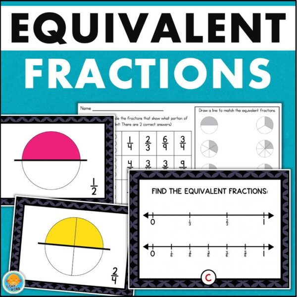 equivalent fractions worksheets task cards math center